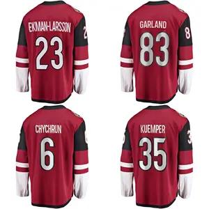 Jersey hoki es kustom seragam tim Coyote merah pria jahit kota Arizona #23 ekman-larsson #83 grosir karangan bunga