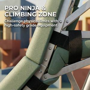 Salle de sport intérieure tout-en-un avec parc de trampolines, parcours ninja et mur d'escalade - <span class=keywords><strong>Série</strong></span> de couleurs Morandi, design modulaire - Product Image 4