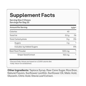 Chews,Blood Pressure Support, <strong>Grape</strong> Seed Extract &amp; Non-GMO Beet Root Powder Energy Supplement, Pomegranate Berry Flavor, - Product Image 2