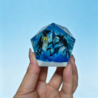 Dés à six faces géants en résine faits à la main, personnalisés, à bords tranchants, dés polyédriques pour D&D, avec logo et figurine intérieure personnalisés, dés décoratifs de collection