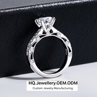 Anillo de Compromiso de Moissanita, 2cttw, Color D, Corte Redondo/Anillos de Plata de Ley 925 para Mujer, Regalo Elegante para Aniversario