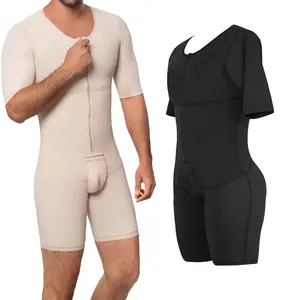 Nieuwkomers Mannen Full Body Shapewear Ondergoed Butt Lifter Strakke Bodycare Taille Afslanken Rits Korte Broek Vest Mannen Shapewear