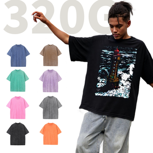 T-shirt graphique de l'équipe SSC Pigment Wash décontracté col rond 320g équipe rétro douce personnalisée pour Logo personnalisé t-shirt en vrac décontracté pour unisexe - Product Image 1
