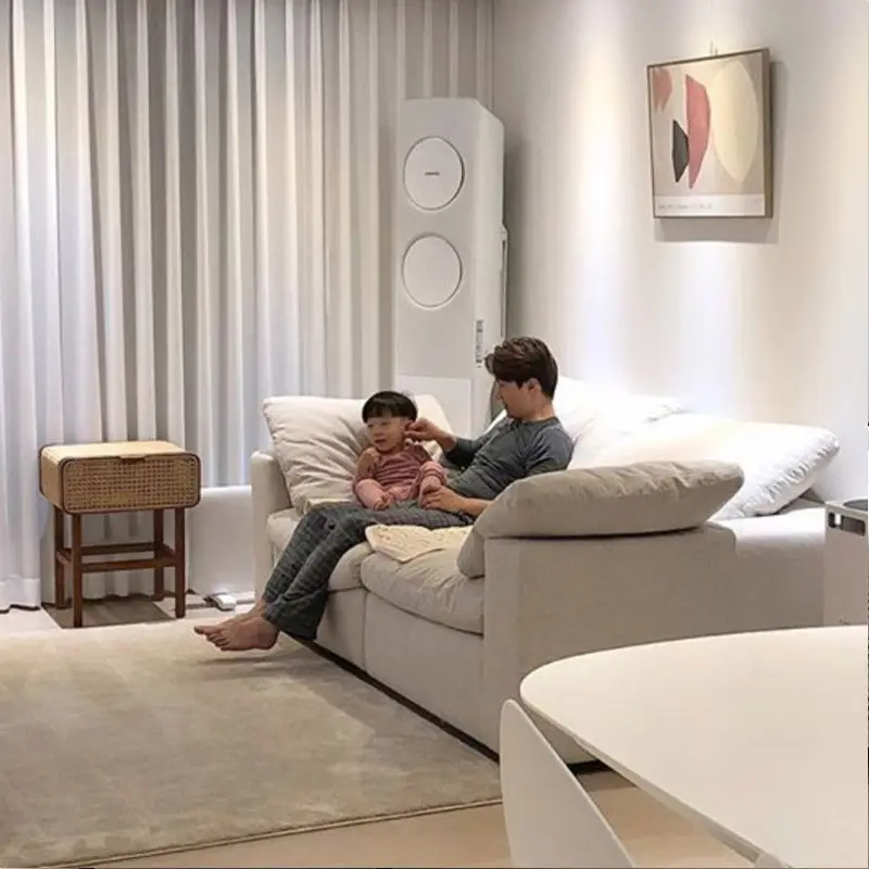 Sofá de canto quadrado moderno, sofá de canto branco grande