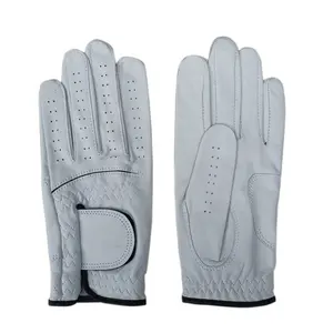 Soft Pearl White Cabretta Leather Golf Glove With Black Knuckle