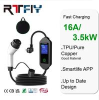 Vente flash : Station de recharge portable pour véhicules électriques 16A 3,5 kW avec écran, application intelligente pour la maison, type 2, chargeur mobile pour véhicules électriques, certifié CE