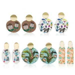 BELLEWORLD argilla polimerica 925 argento placcato acrilico orecchini geometrici fiore di girasole in resina acrilica orecchini orecchini donna - Product Image 3