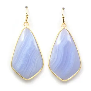 Vtech — boucles d'oreilles en dentelle bleue, pour femme, bijoux bohème, en pierre naturelle, style bohème