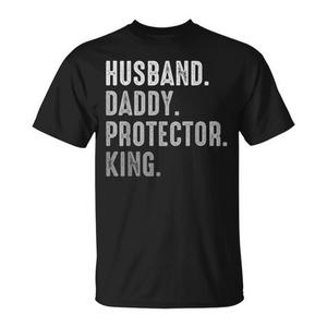 Camiseta para hombre con cuello redondo y manga corta, ropa para fiesta de reunión familiar, Husband Daddy Protector King - Product Image 1
