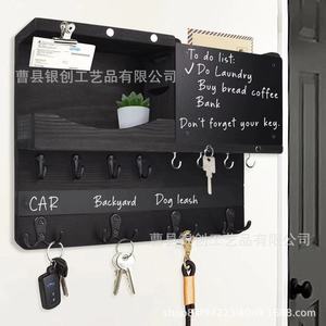 Wooden <b>Wall</b> <b>Mounted</b> Mail And Key Holder With Chalkboard <b>Shelf</b> Entryway Organizer Storage Rack For Home Use - Product Image 1