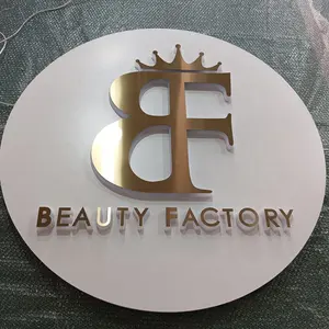 Kexian Custom LED Business Name Logo Indoor Sign 3D Signage Shop Round Light Decorate Reception Wall Company Sign