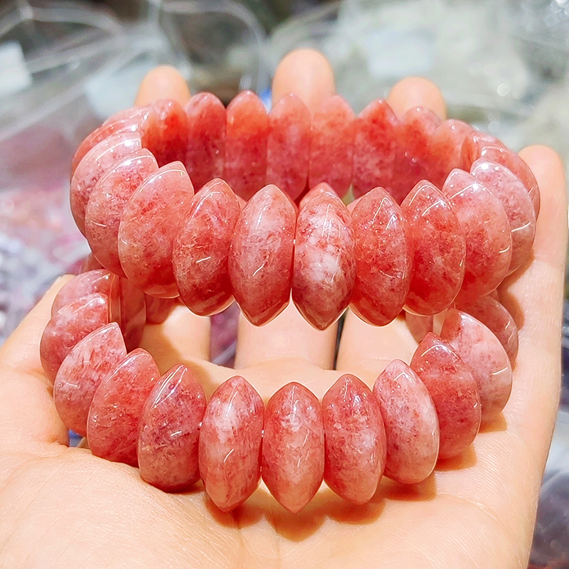Bracelet en rhodochrosite et quartz