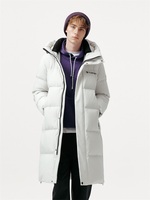 Veste d'hiver longue coupe-vent en duvet avec logo personnalisé, fermeture éclair, veste longue d'hiver pour homme