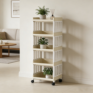 Carrito de Almacenamiento Rodante de Plástico de 5 Niveles con Cesta Desmontable para Verduras, para Cocina - Product Image 1