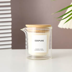 RU AIR Oem Bougie de massage à la cire de soja <span class=keywords><strong>SPA</strong></span> basse température de 8oz avec bec verseur Bocaux en verre à double vitrage avec couvercles en bambou - Product Image 1