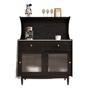 Aparador de Madera Maciza de Roble Negro, Estilo Retro, Mueble para Té y Vino, Almacenamiento para Sala de Estar, Estilo Americano Francés Minimalista - Product Image 5