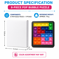 40-Piece TPR Pop Bubble Block Puzzle dengan Alas PP, Mainan Konstruksi Hewan & Alam Warna-warni dalam Kotak Retail