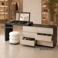 Meuble de toilette moderne en contreplaqué pour chambre à coucher, avec rangement intégré, design extensible, hauteur réglable, table de maquillage écologique pour bureau