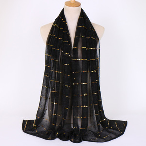 Hijab en mousseline douce avec strass, longue écharpe châle, <span class=keywords><strong>foulard</strong></span> de mode musulman pour femmes - Product Image 2