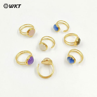 WT-R560 personnaliser fantastique bague en pierres précieuses naturelles réglable à ouverture ronde plaquée or 18 carats pour hommes et femmes comme décoration quotidienne