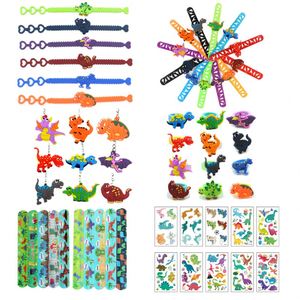 Articles de fête d'anniversaire sur le thème des dinosaures : Piñata, remplisseurs de sacs cadeaux, bracelets slap, porte-clés, tatouages temporaires, tampons, pailles - Product Image 1