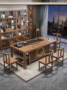 Nuevo Juego de Mesa y Sillas de Té Rectangulares de Madera Maciza de Estilo Chino Moderno con Espacio de Almacenamiento para Oficina y Hogar, Integrado para Preparación de Té Kung <span class=keywords><strong>Fu</strong></span> - Product Image 2