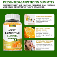Gummies de suppléments d'acétyl-L-carnitine saveur orange, formule scientifique OEM ODM, favorisent un métabolisme sain et apportent de l'énergie