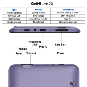 Getmi Lite 73แท็บเล็ตสำหรับเด็กแท็บเล็ตแอนดรอยด์7.0ขนาด7นิ้วสำหรับผู้ใหญ่แท็บเล็ตสำหรับธุรกิจ WIFI ขนาดเล็ก - Product Image 2