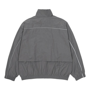 Veste coupe-vent personnalisée en polyester et nylon pour homme, impression numérique, noir et gris, fermeture éclair intégrale, col montant, veste de sport de qualité supérieure - Product Image 5