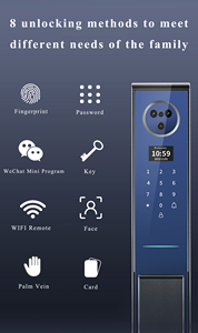 בית דיגיטלי tuya מנעול 3D פנים זיהוי טביעת אצבע חומר אלומיניום כרטיס זיכרון נתונים אחסון תואם פלדה - Product Image 6