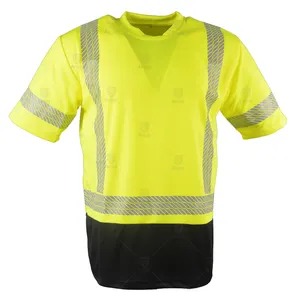 Custom High Visibility Reflective Safety T Shirt Men Construction Hi Viz Work Shirts T-shirts