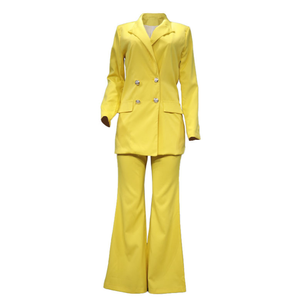 Completo <span class=keywords><strong>da</strong></span> <span class=keywords><strong>Donna</strong></span> Due Pezzi Giallo e Rosso, Set Giacca e Pantaloni per <span class=keywords><strong>Donna</strong></span>, Abito Formale <span class=keywords><strong>da</strong></span> <span class=keywords><strong>Ufficio</strong></span>, Outfit <span class=keywords><strong>da</strong></span> Lavoro per Dirigente - Product Image 3