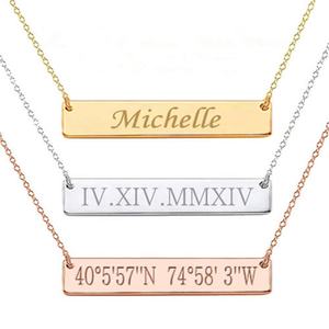 Collana timbro personalizzabile in argento Sterling 925 <span class=keywords><strong>con</strong></span> targa incisa in oro 18K a maglie alla moda per feste e regali - Product Image 4