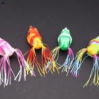 Leurre grenouille en silicone ultra souple de 2,4 pouces, 12g, 6 couleurs, avec hameçons barbelés et jupe en caoutchouc, pour la pêche en surface aux poissons-serpents