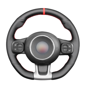 Housse de <span class=keywords><strong>volant</strong></span> sport en cuir premium 380 mm, design à quatre branches, compatible <span class=keywords><strong>Fiat</strong></span> <span class=keywords><strong>500</strong></span> Abarth 595 695 2016-2021 - Product Image 1