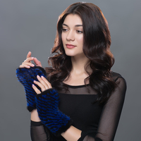 Gants en fourrure de vison véritable de haute qualité en gros femmes haut tendance mitaines chaudes hiver fourrure de vison demi doigt gant mitaines tricotées