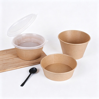 Bols à soupe en papier kraft jetables coniques de qualité commerciale en gros, contenants profonds pour sandwichs, nouilles, plats à emporter, logo personnalisé