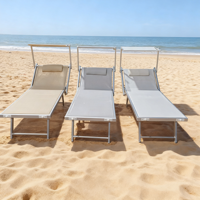 Chaise longue de jardin pliable et portable en aluminium pour l'extérieur avec auvent textile
