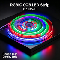 Bande LED COB RVBIC Numérique Adressable en Gros, 720 LED, Couleurs Complètes, 24V, 10mm, pour Projets d'Affichage Dynamique de Contours de Bâtiments et de Repères