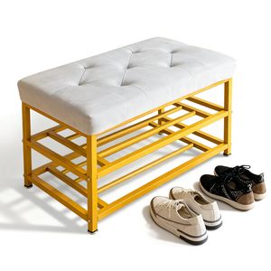 SENYU Banco Moderno de 3 Niveles para Almacenamiento de Zapatos con Estructura Metálica y Asiento Acolchado para Entrada o Sala de Estar - Product Image 1