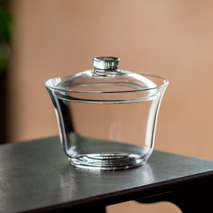 Gaiwan Thickened Glass Covered <b>Teacup</b> Heat Resistant Transparent Horseshoe Shape Single Use For Green Tea - Product Image 1
