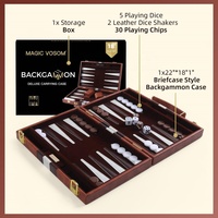 Promotion de la marque Logo personnalisé Voyage portable 15 "18" Luxe Durable Fabriqué à la main en cuir PU Backgammon Jeu de société