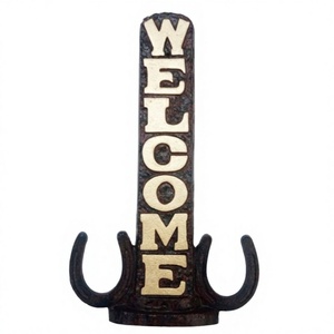 Placa Decorativa de Bienvenida Artesanal para Oficina y Hogar, Adorno Metálico para Mesa - Product Image 1