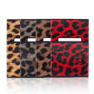 Étui à cigarettes de haute qualité à imprimé léopard en cuir PU, capacité de 20 cigarettes, couleurs marron, rouge, jaune, noir, étui portable pour le stockage des cigarettes et des cigares - Product Image 4