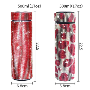 500ml stainless steel water bottle 17oz Diamond-encrusted <b>Glittering</b> smart led temperature water bottle - Product Image 2