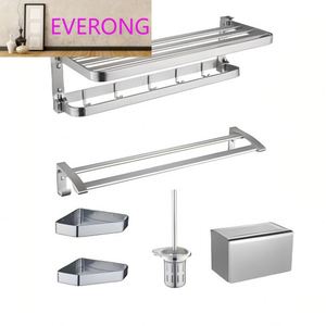 Ensemble d'accessoires de salle de bain moderne <span class=keywords><strong>5</strong></span> pièces en aluminium chromé argenté, quincaillerie de plomberie hôtelière, équipement de bain en acier inoxydable pour la maison - Product Image 2