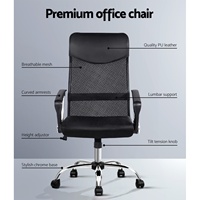 Chaise de bureau en maille de bureau d'ordinateur à dossier haut ergonomique moderne noire