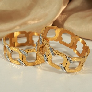 Luxury Elegant Personalized Jewelry <b>Bracelet</b> Stainless Steel Zircon Charm Hollow Link Chain <b>Bangle</b> <b>Bracelet</b> - Product Image 4