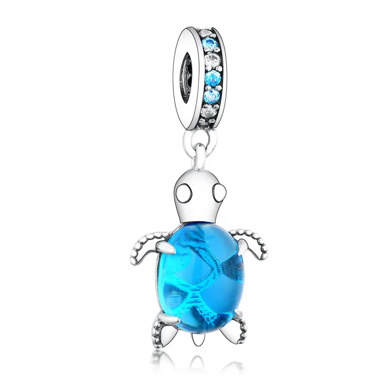 925sterling Silver Blue Purple Turtle Pendant String Ornament Beads Bracelet Necklacediyscattered Beads