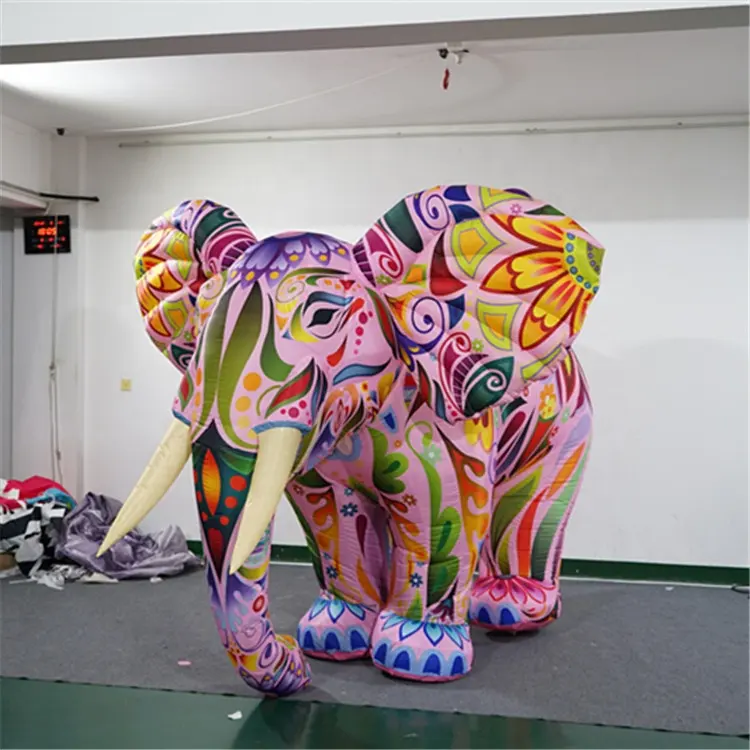 Fabriek Aangepast Ontwerp Led Verlichting Grappige Opblaasbare Promotie Decoratieve Ballon Kleurrijke Opblaasbare Olifant Kostuum